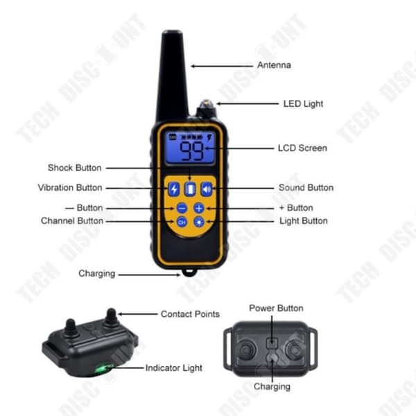 TD® Ny uppladdningsbar fjärrkontroll Hundtränare Night Vision elektrisk bakgrundsbelysning Vibration