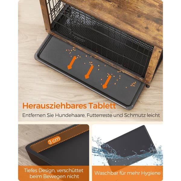 Hundebur Møbel, Sidebord, Hundekasse, Moderne Hundehus, 98x65x68 cm, Vintagebrun.