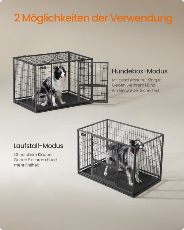 Hundbur, Feandrea, 107 x 70 x 75 cm, Svart.