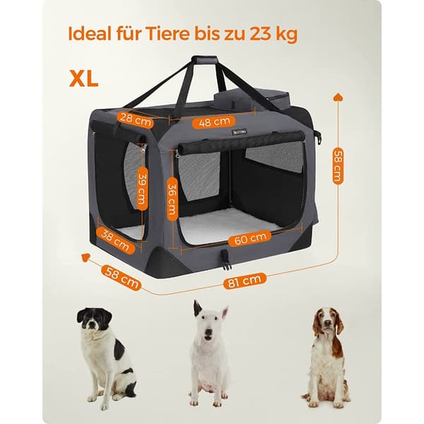 Hundekasse, Feandrea, 81x58x58 cm, Grå