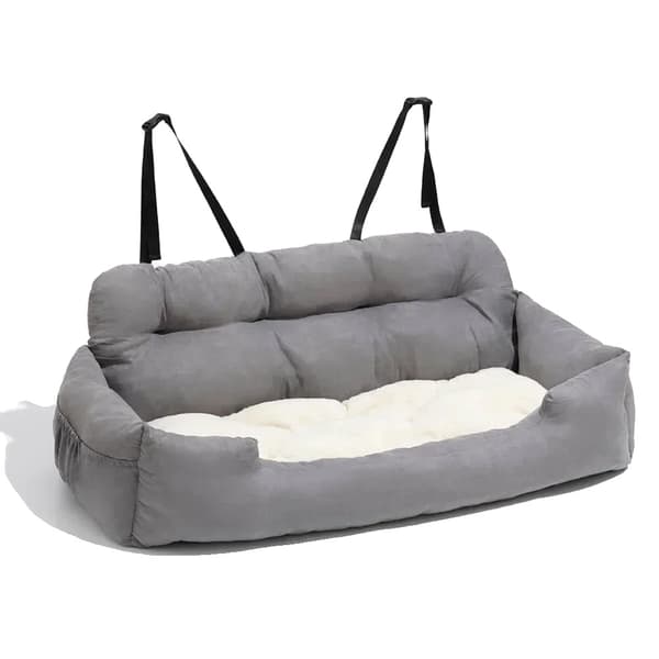 Hundetransportør til bilsæde, åndbart design, rummelig til mellemstore racer,Lys grå, 120X42X37cm