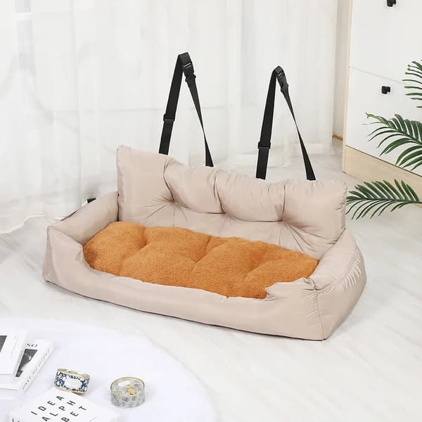 Koiran kuljetuslaatikko autoon, hengittävä muotoilu, tilava keskikokoisille roduille,120X42X37cm, Beige