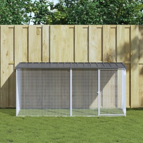 Hönsbur med tak antracit 203x98x90 cm galvaniserat stål