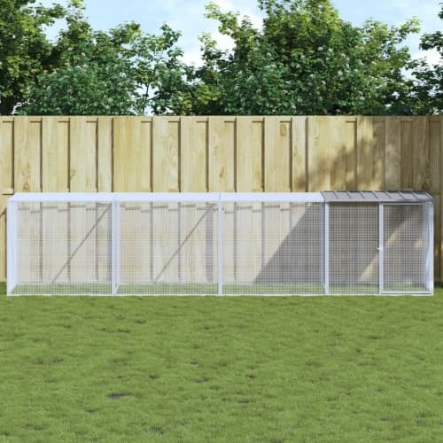 Hönsbur med tak ljusgrå 403x98x90 cm galvaniserat stål