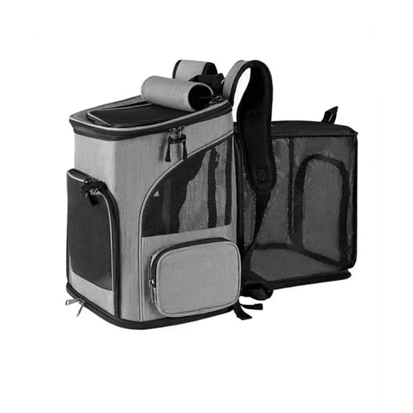Pet Cat Carrier Backpack, Åndbart Mesh, Sammenfoldeligt Design,grå