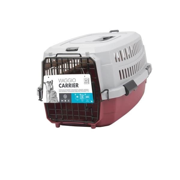 M-PETS Viaggio Carrier XS transportväska - 48,3x32x25,4 cm - Bordeaux och grått - För hundar och katter