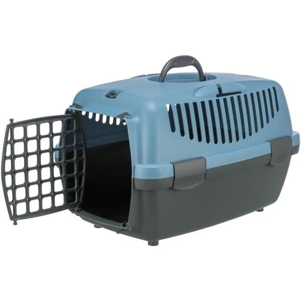TRIXIE Transportbox Capri 1 - XS : 32x31x48 cm - Ljusgrå och blå - För hund och katt