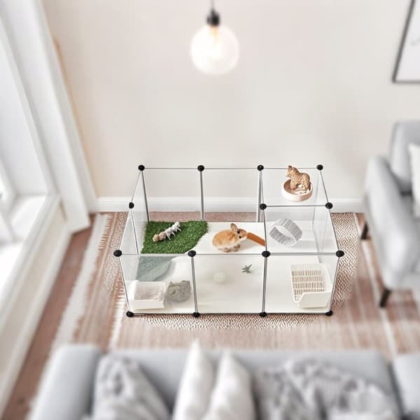 Indhegning med gulvpaneler, 125x63x42 cm, hvid