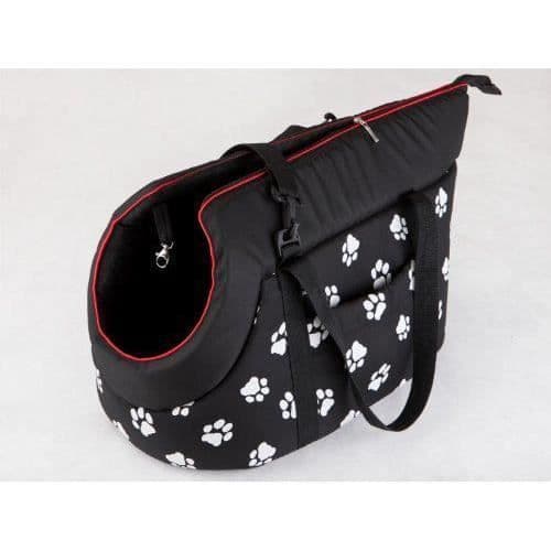 Transportväska för katt - HobbyDog - TORCWL3 - Svart med tassar - 22 x 20 x 36 CM - Fläckresistent