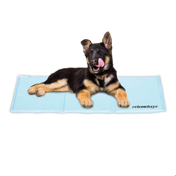 Relaxdays Kylmatta för hund, H x B: 50 x 90 cm, självkylande madrass, gel, för dina djur, cyan