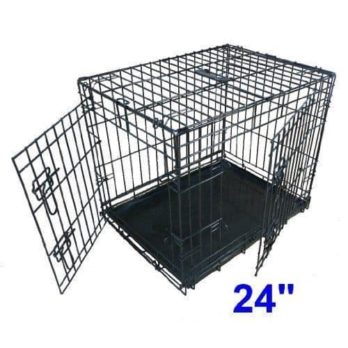 Hopfällbar hundbur - Ellie-Bo - Silver - 2 dörrar - Antibitt - Storlek S 61 cm