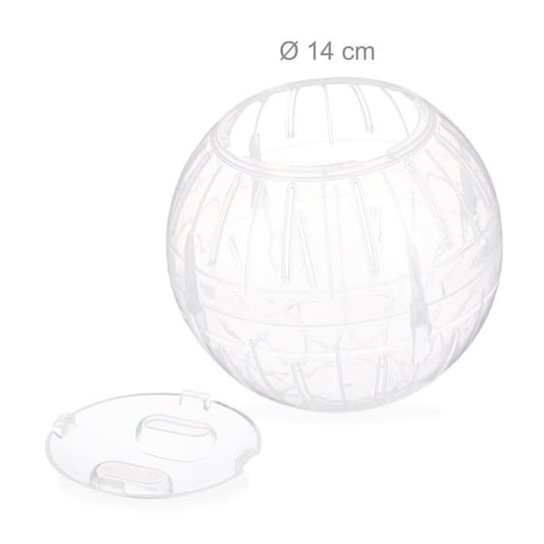 Relaxdays Boule hamster, leksak för gnagare, tillbehör, mus, optimal lufttillförsel, plast, 14 cm, genomskinlig