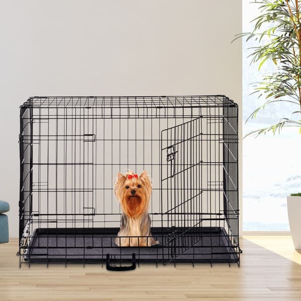Vikbar hundbur - Relaxdays - Svart - 2 dörrar - Metall - Inomhus/Bil