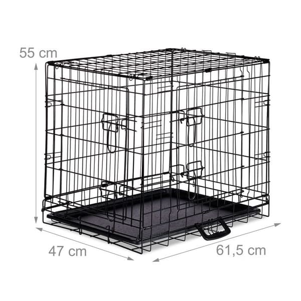 Vikbar hundbur - Relaxdays - Svart - 2 dörrar - Metall - Inomhus/Bil