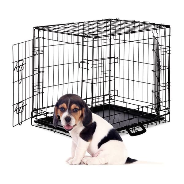 Vikbar hundbur - Relaxdays - Svart - 2 dörrar - Metall - Inomhus/Bil