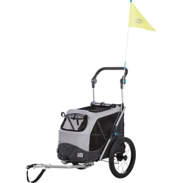 TRIXIE Cykelvagn - hopfällbar - M: 63 × 95 × 90/132 cm - Grå - För hund