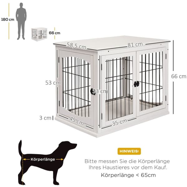 Hundehus, 81x58.5x66 cm, Hvid