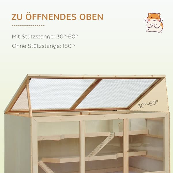 Hamsterbur, 115x57x55 cm, Naturligt Træ