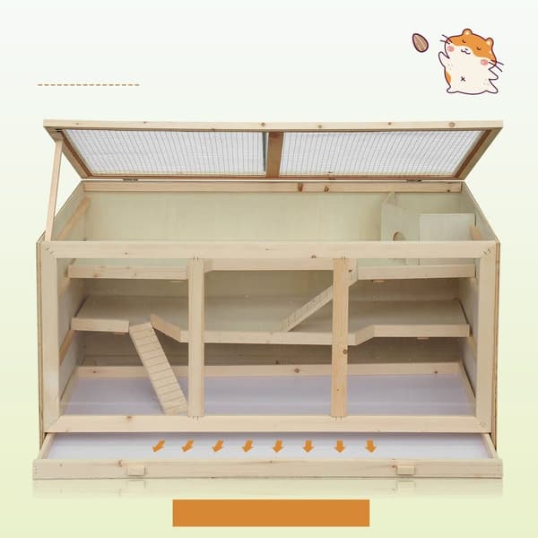 Hamsterbur, 115x57x55 cm, Naturligt Træ