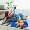 Miniatyrbild 5 av 6: Relaxdays Kylmatta hund, Självkylande, för djur, Kylfilt, olika storlekar, blå