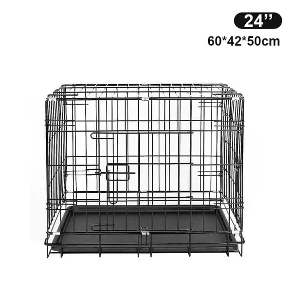 Folding Dog Cage, Holdbar Jernkonstruktion, Indendørs Brug,24 tommer