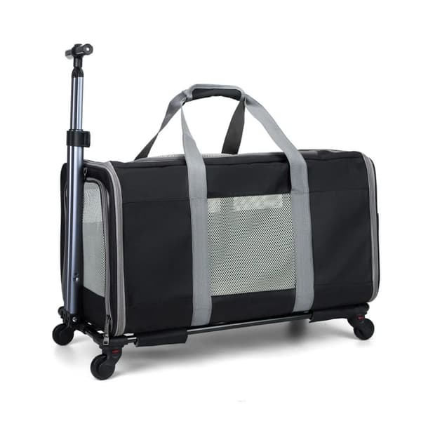 Pet Trolley Bag, Rummelig 60x40x35 cm Design, Multifunktionelle Bære Muligheder,sort