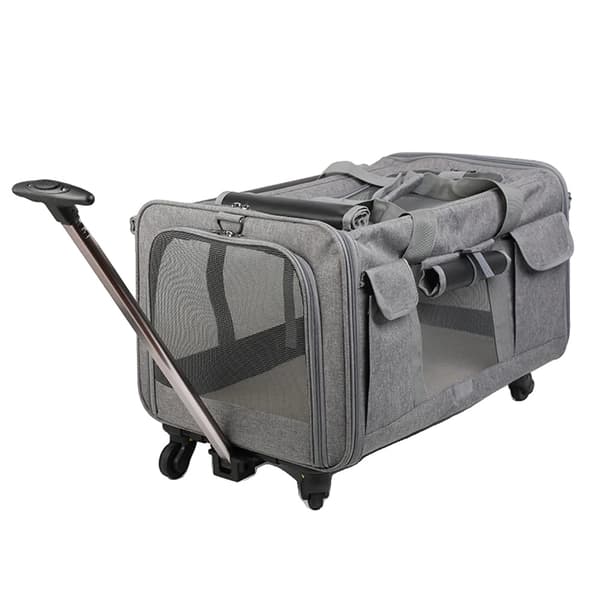 Pet Trolley Case, Andningsbar Design, Fällbar & Bärbar,GRÅ