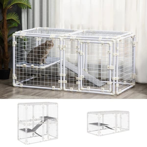 Pet Hegn,143x74x140 cm(16 paneler), Hvid