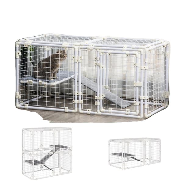 Pet Hegn,143x74x140 cm(16 paneler), Hvid