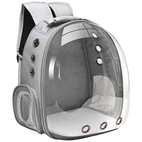 Pet rygsæk, gennemsigtig PVC, mellemstore racer, komfortabelt design,GRÅ
