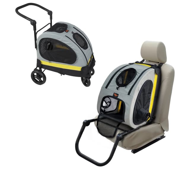Pet Travel Cart, 2-i-1 Bilsæde, Sammenklappeligt Design,S, Grå