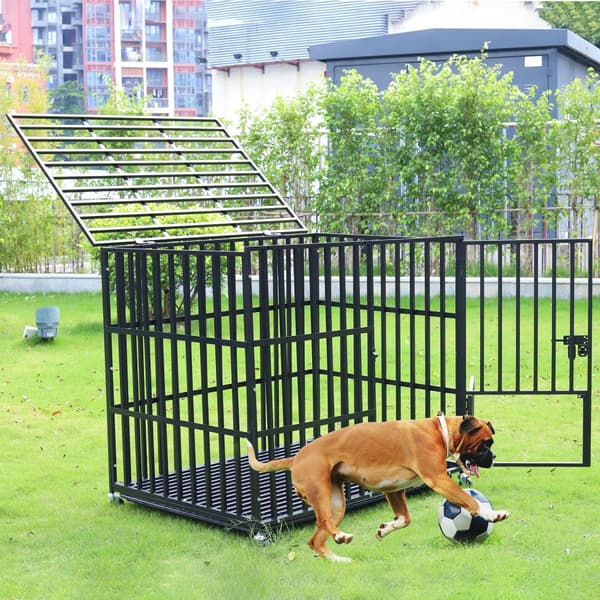 Hundebur, Robust Metal Konstruktion, Rummelig Design,sort, XL 42x30.5x34.8 tommer