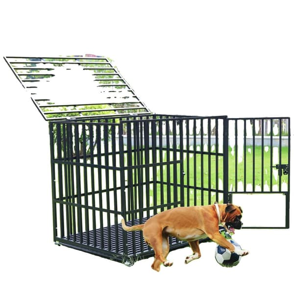 Hundebur, Robust Metal Konstruktion, Rummelig Design,sort, XL 42x30.5x34.8 tommer