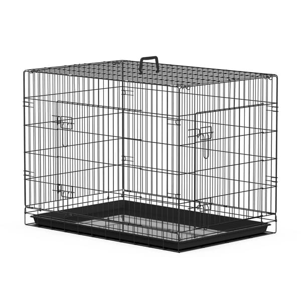 Hundetransportbur, metal konstruktion, mellem race størrelse, 92 x 57 x 62,5 cm,Sort