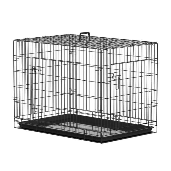 Hundetransportbur, metal konstruktion, mellem race størrelse, 92 x 57 x 62,5 cm,Sort