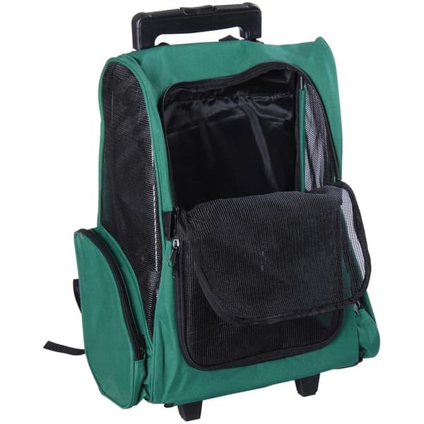 Pet Carrier, 2 i 1 Rejserygsæk, Rullende med Udtrækkeligt Håndtag,Grøn