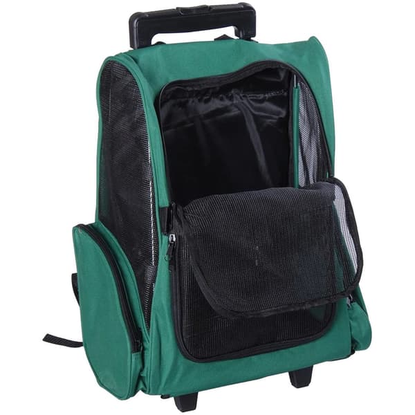 Pet Carrier, 2 i 1 Rejserygsæk, Rullende med Udtrækkeligt Håndtag,Grøn Pet Carrier, 2 i 1 Rejserygsæk, Rullende med Udtrækkeligt Håndtag,Grøn