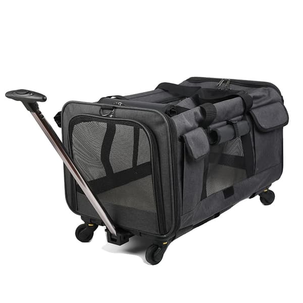 Pet taske, Oxford stof, 39*60*43 cm, rummer to katte eller mellemstore hunde,Mørk Grå