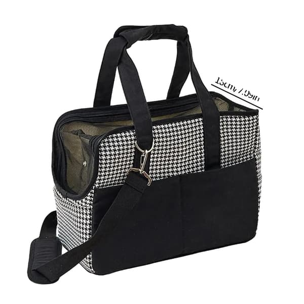 Pet Carrier Bag, Bomuldslerret, Åndbar Design,Sort