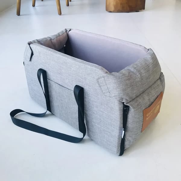 Hundebil sæde seng, bærbar design, miljøvenligt materiale, komfortabel for små hunde,grå Stor