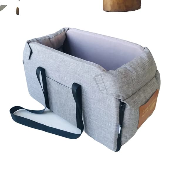 Hundebil sæde seng, bærbar design, miljøvenligt materiale, komfortabel for små hunde,grå Stor