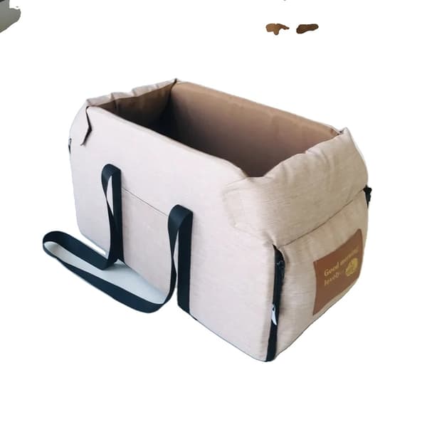 Hundebil sæde seng, bærbar design, miljøvenligt materiale, komfortabel for små hunde,khaki Stor