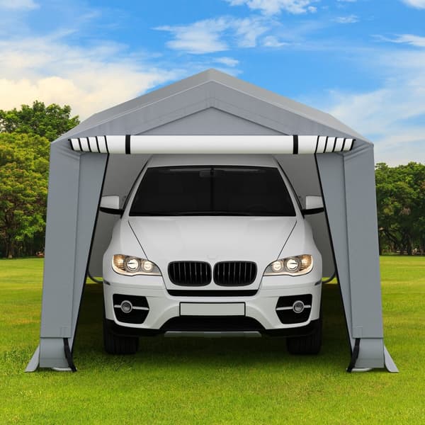 Udendørs carport, 10x16x8,1 ft, grå