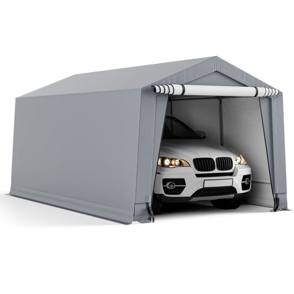 Udendørs carport, 10x16x8,1 ft, grå