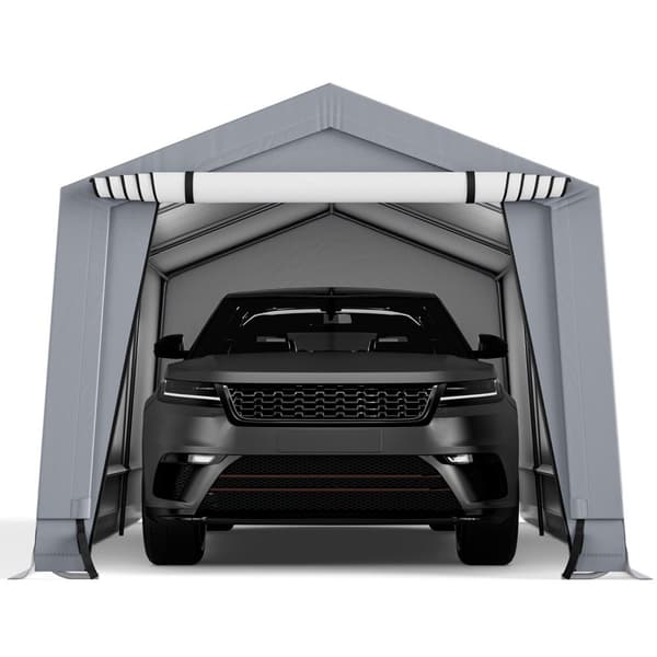 Udendørs carport, 10x16x8,1 ft, grå