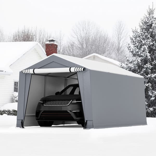 Udendørs carport, 10x16x8,1 ft, grå