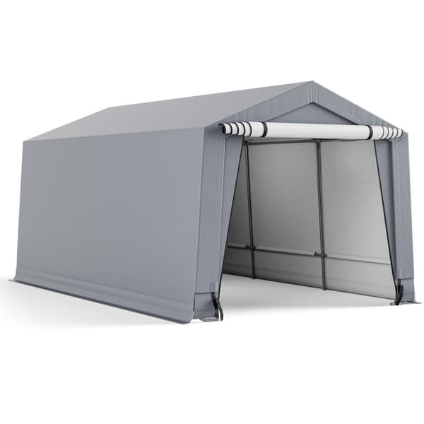 Udendørs carport, 10x16x8,1 ft, grå