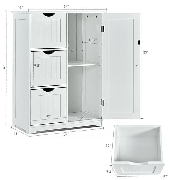 Badeværelses gulvskab, 24x12x32 tommer, Grå