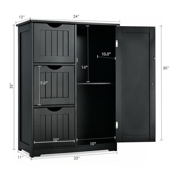 Badeværelses gulvskab, 24x12x32 tommer, Grå