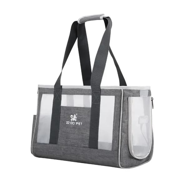 Husdjurstransportväska, Andningsbar Design, Stor Kapacitet,Grå, 39x17x27cm
